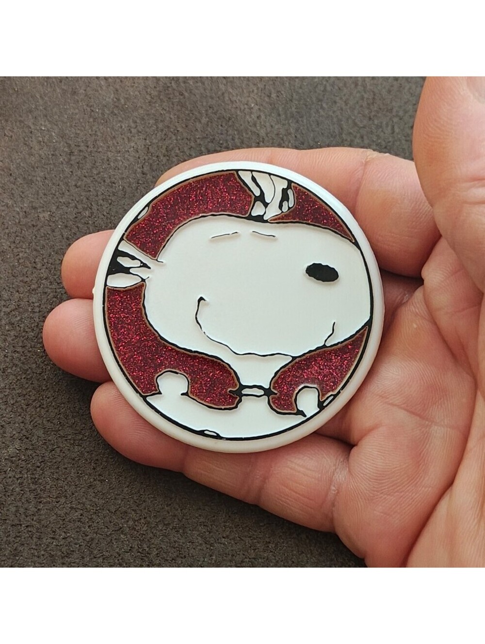 1970s Peanuts Snoopy Large Enamel Glitter Pin